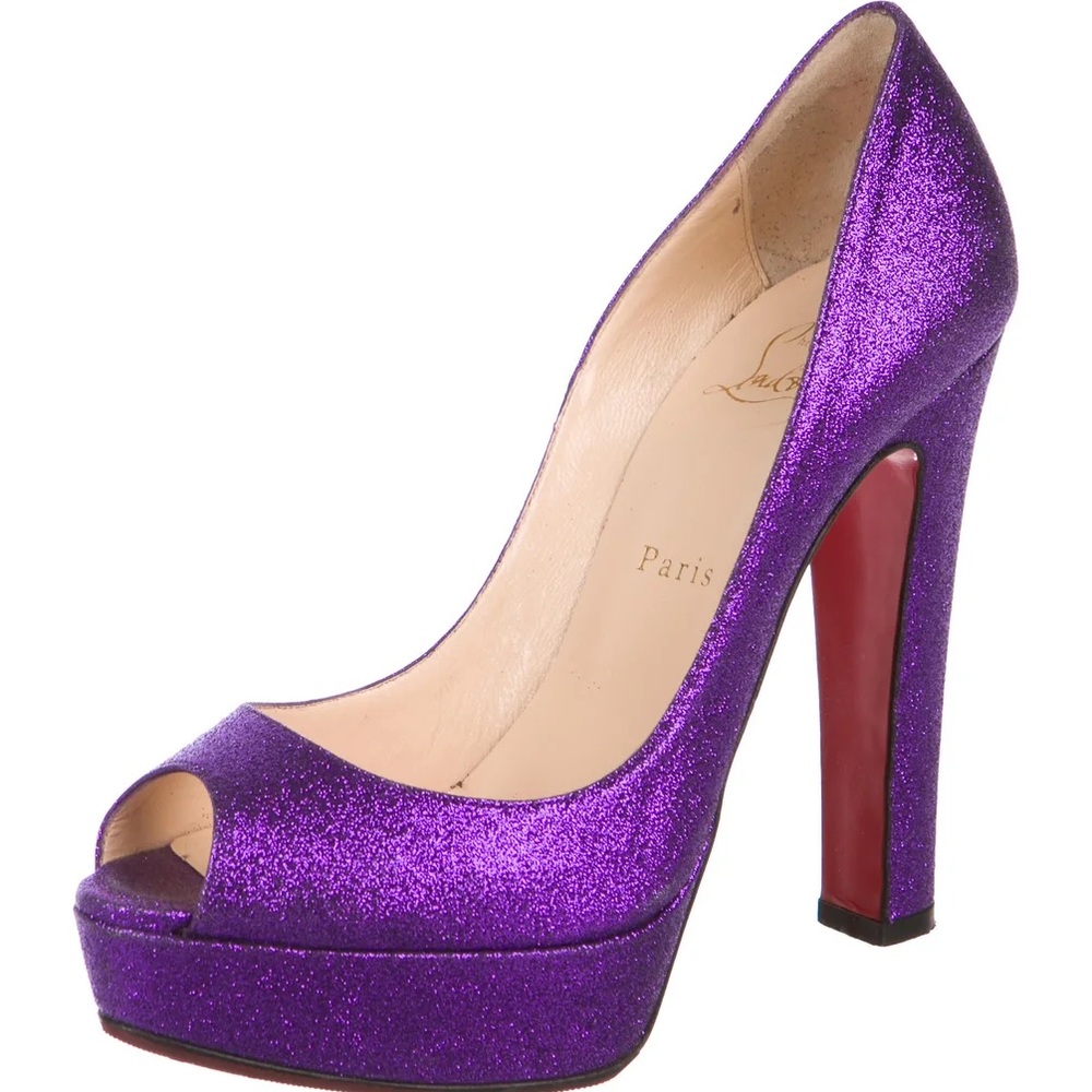 Christian Louboutin purple glitter platforms